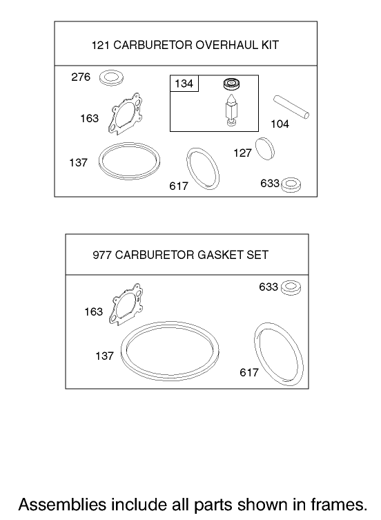 Carburetor Overhaul Kit Assembly Briggs and Stratton Model 12H802 1720 B1