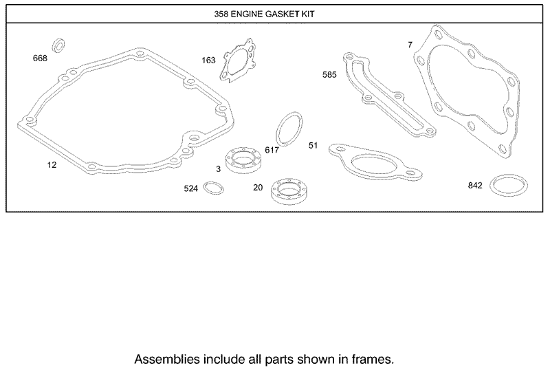 Gasket Assembly Briggs and Stratton Model 12H802 1720 B1