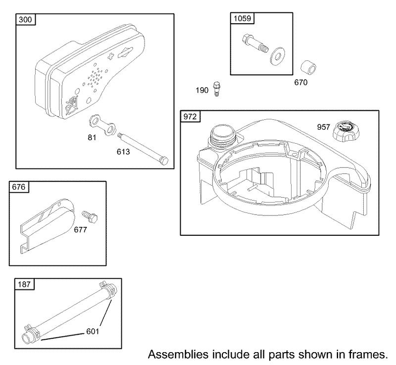 Muffler and Fuel Tank Assembly Briggs and Stratton Model 12H802 1720 B1