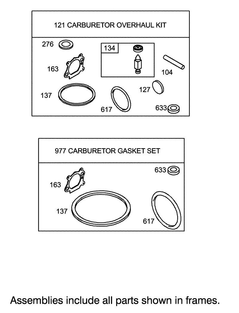 Carburetor Overhaul Kit Assembly Briggs and Stratton 12H802 1720 B1