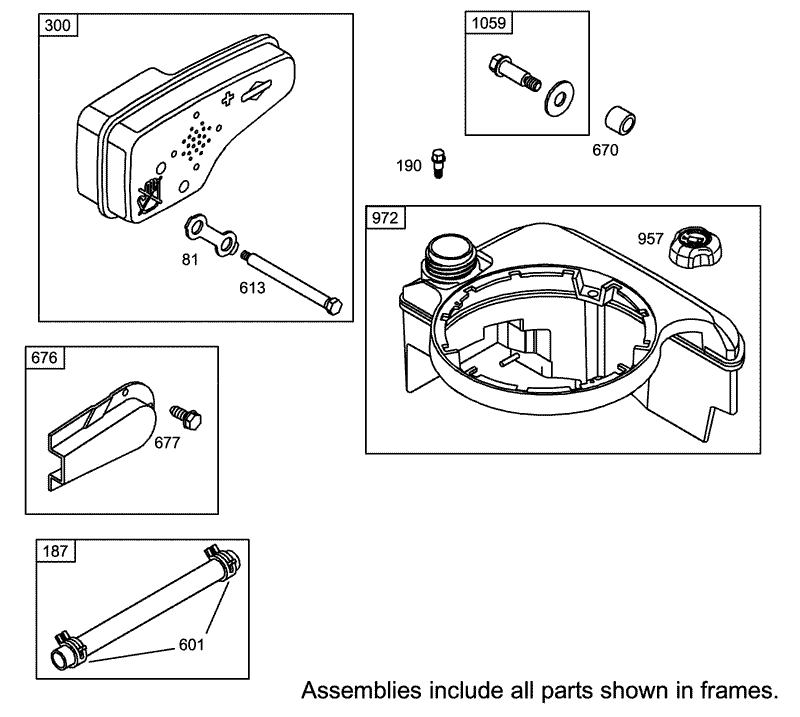 Muffler and Fuel Tank Assembly Briggs and Stratton 12H802 1720 B1