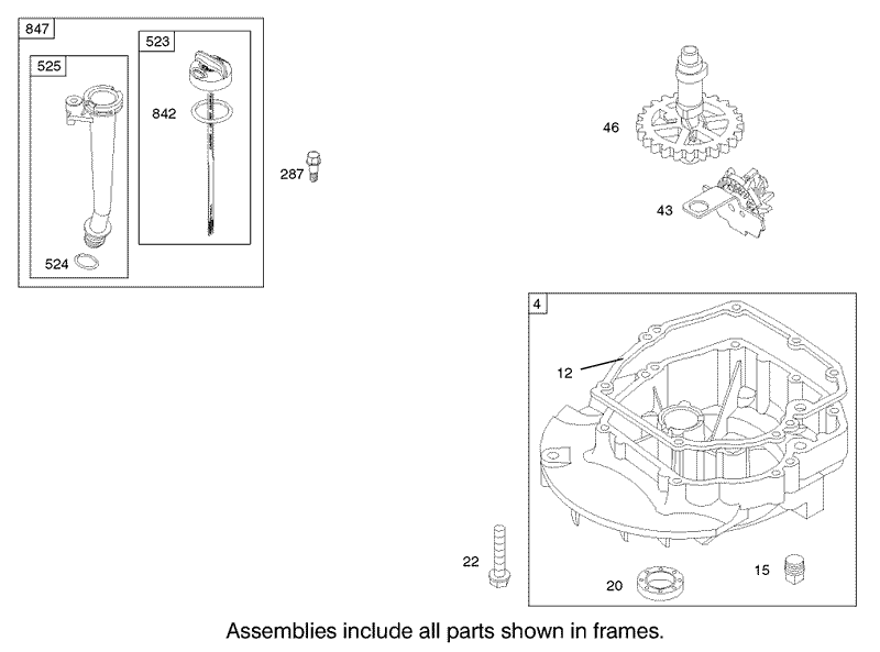 Crankcase Assembly Briggs and Stratton Model 122607 0116 E1