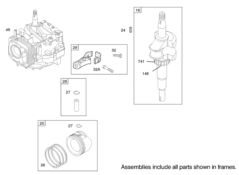 Crankshaft Assembly Briggs and Stratton Model 122607 0116 E1