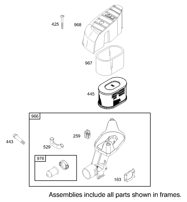 Air Cleaner Assembly Briggs and Stratton Model 122602 0120 E1