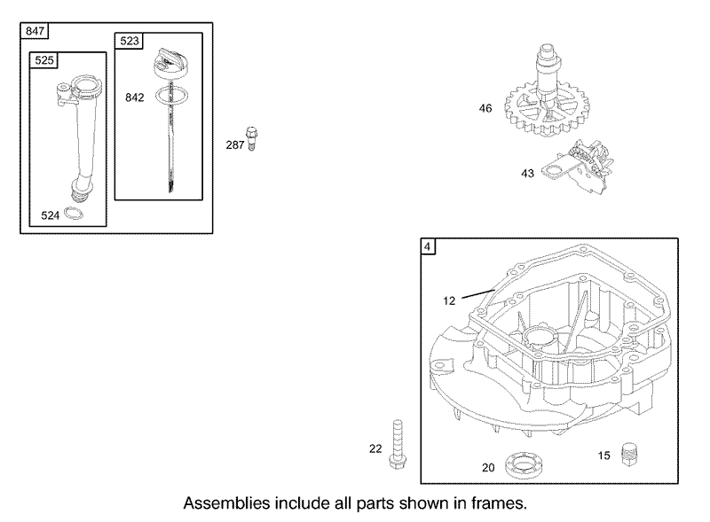 Crankcase Assembly Briggs and Stratton Model 122602 0120 E1