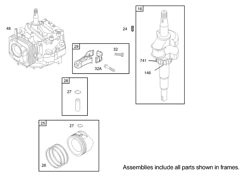 Crankshaft Assembly Briggs and Stratton Model 122602 0120 E1
