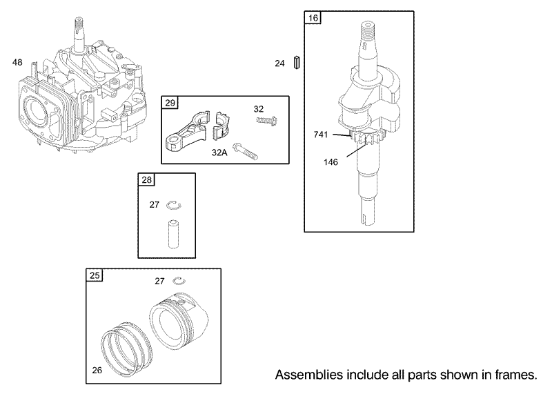 Crankshaft Assembly Briggs and Stratton Model 122607 0116 E1