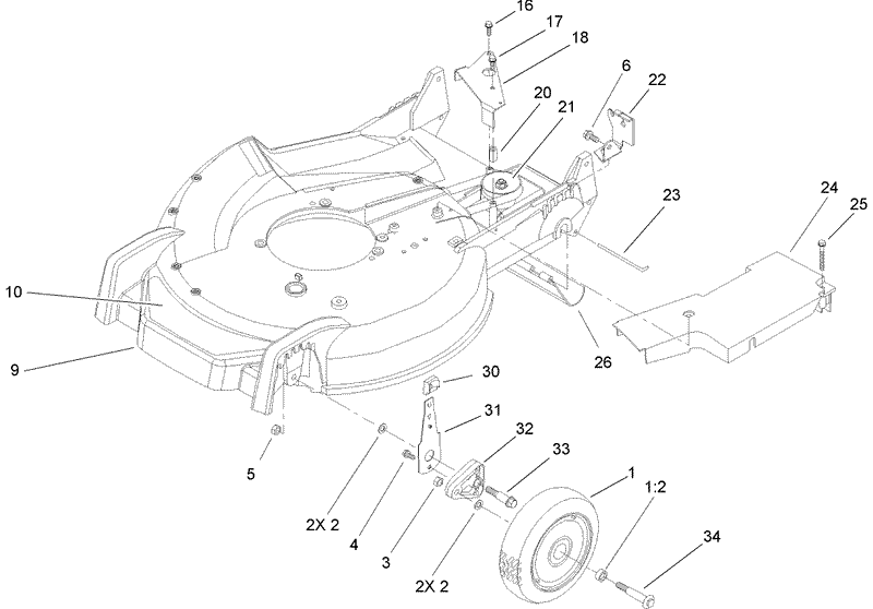 Housing Handle Brackets and Wheel Assembly