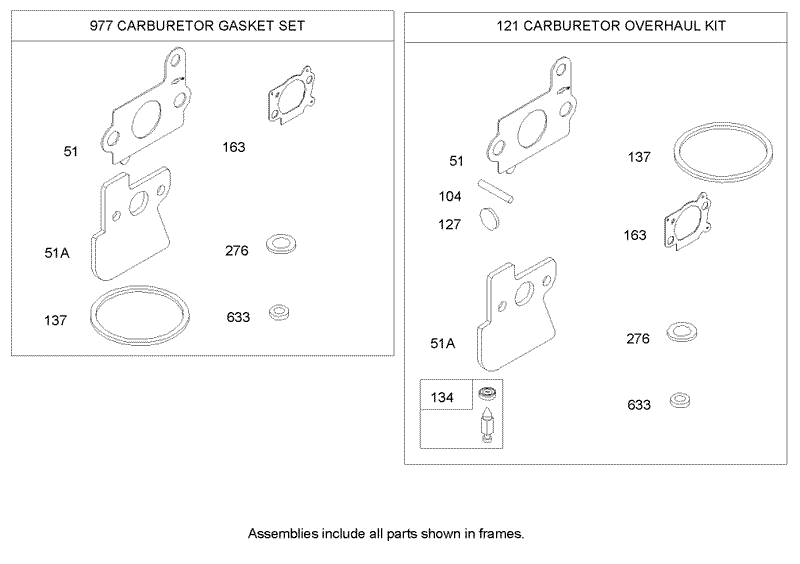 Carburetor Overhaul Kit Assembly Briggs and Stratton 122607 0116 E1