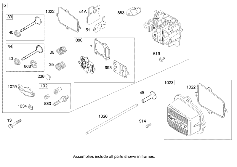 Cylinder Head Assembly Briggs and Stratton 122607 0116 E1