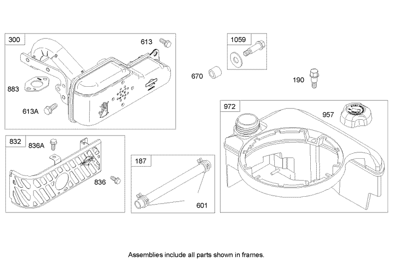 Muffler and Fuel Tank Assembly Briggs and Stratton 122607 0116 E1