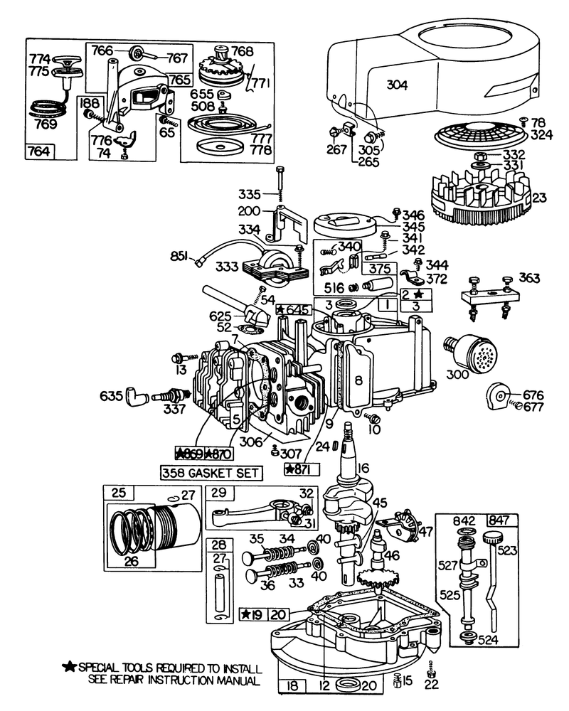 Engine Briggs and Stratton Model No 110908 0380 02