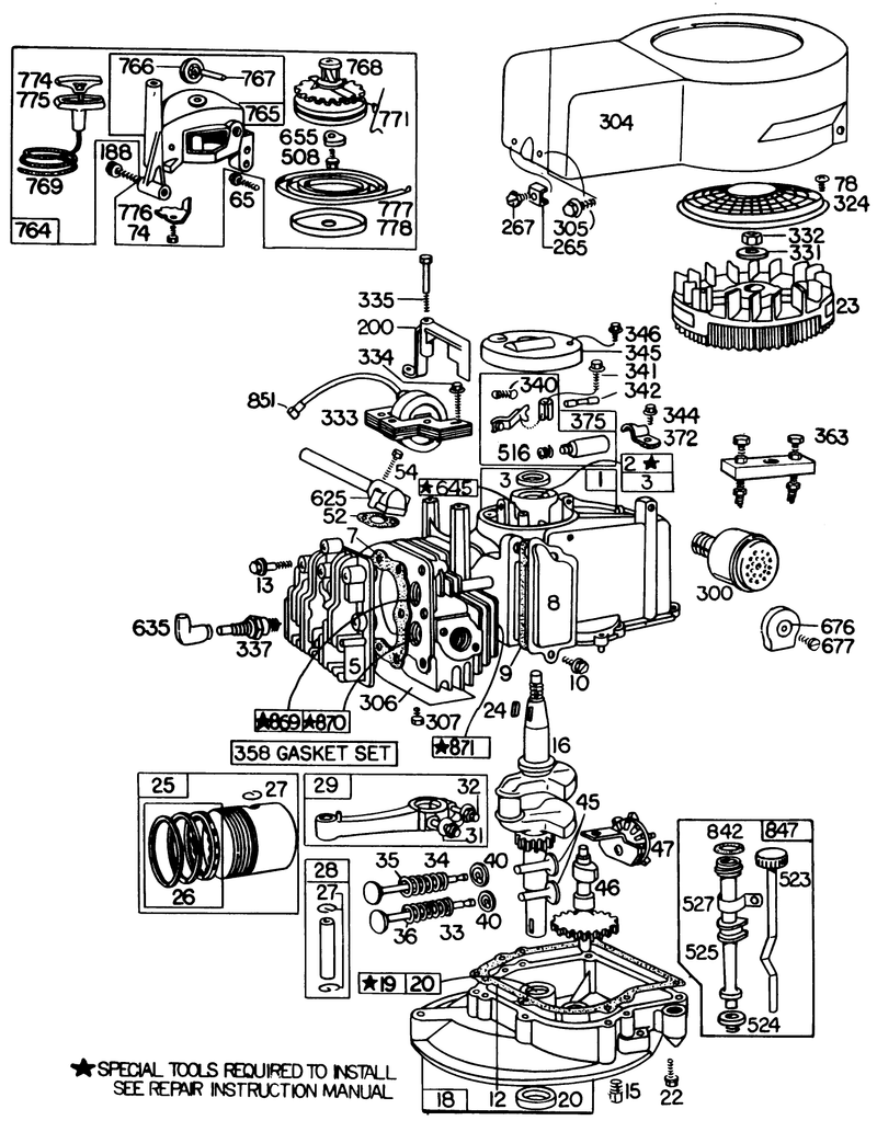 Engine Briggs and Stratton Model No 110908 0380 02