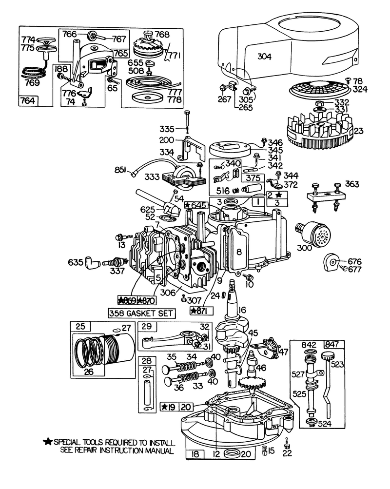 Engine Briggs and Stratton Model No 110908 0380 02