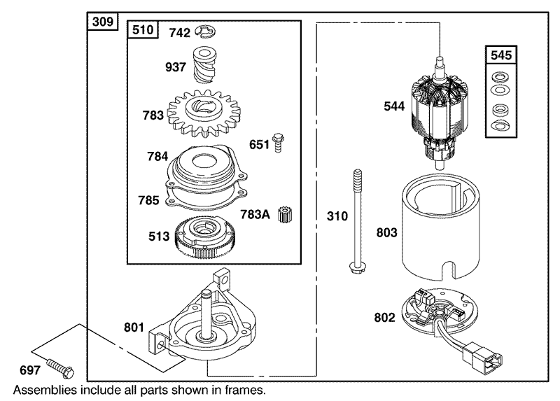 Starter Assembly Engine GTS 200 Only on 20791Continued