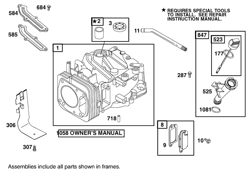 Cylinder Assembly Engine GTS 200 only on 20789