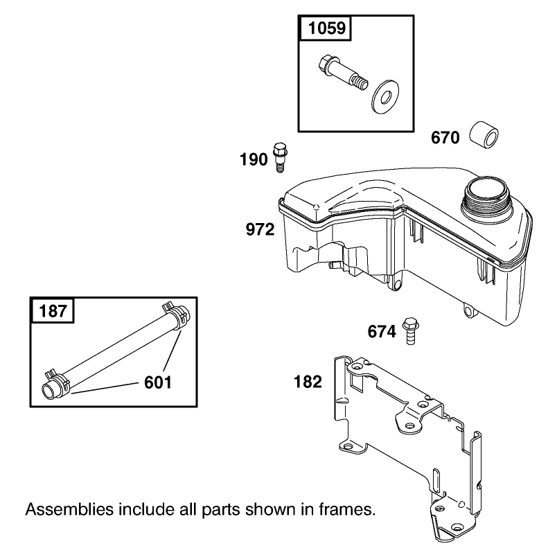 Fuel Tank Assembly Engine GTS 200 only on 20789