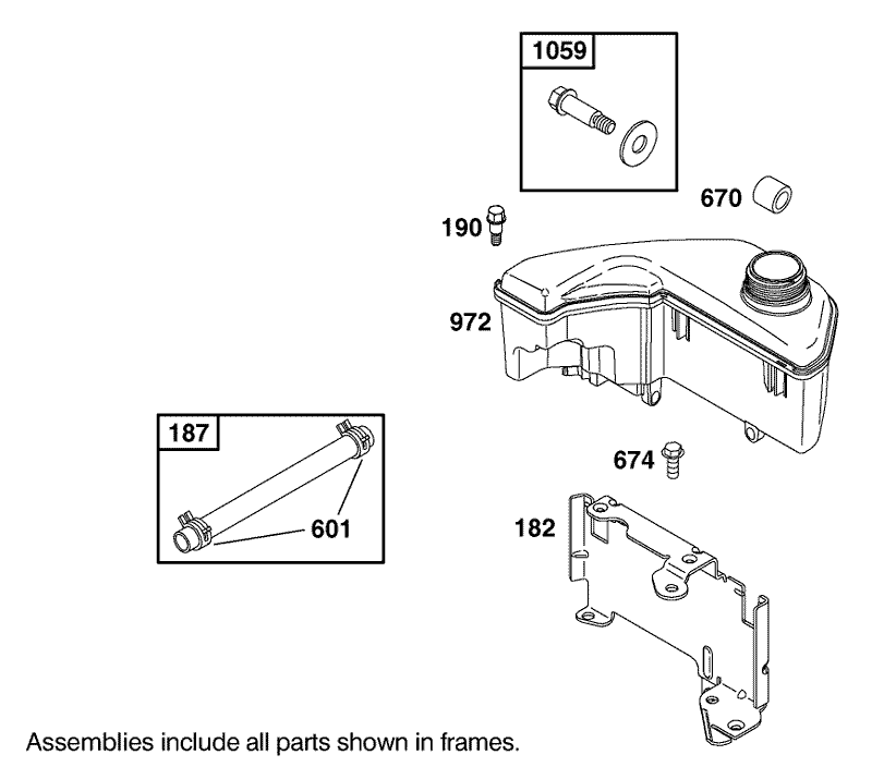 Fuel Tank Assembly Engine GTS 200 only on 20791