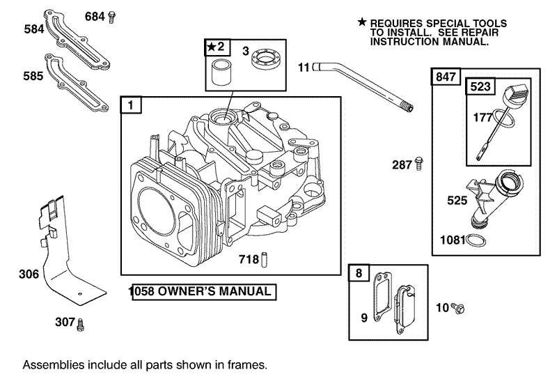 Cylinder Assembly Engine GTS 200 Only on 20789