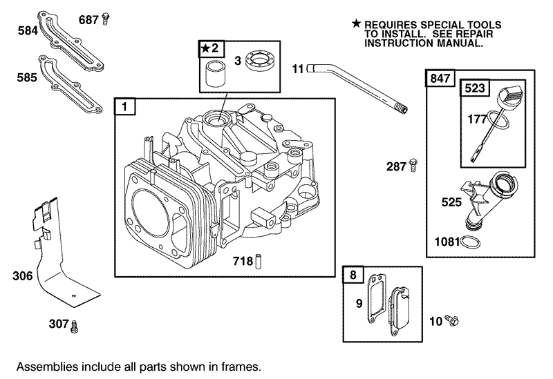 Cylinder Assembly Engine GTS 200 Only on 20791