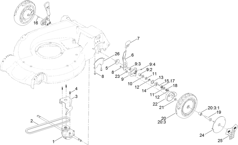 Rear Wheel and Height of Cut Assembly