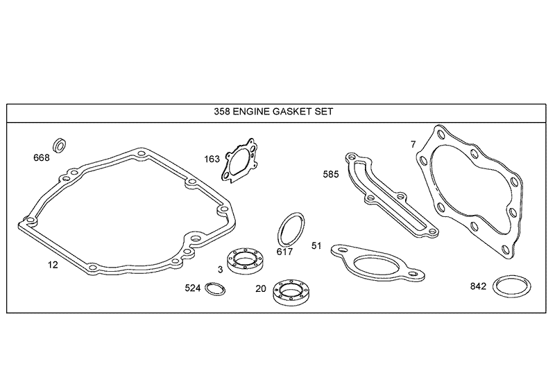 358 Engine Gasket Set Assembly Briggs and Stratton 125K02 0194 E1