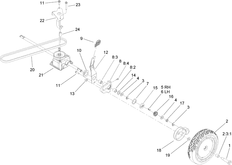 Rear Wheel and Gear Case Assembly