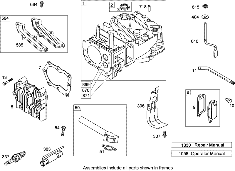Cylinder Assembly Briggs and Stratton 126T02 0230 B1