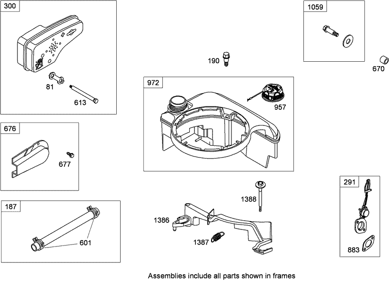 Muffler and Fuel Tank Assembly Briggs and Stratton 126T02 0230 B1