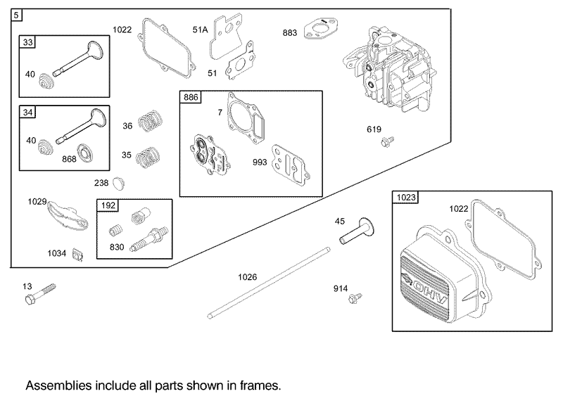 Cylinder Head Assembly Briggs and Stratton 122602 0120 E1