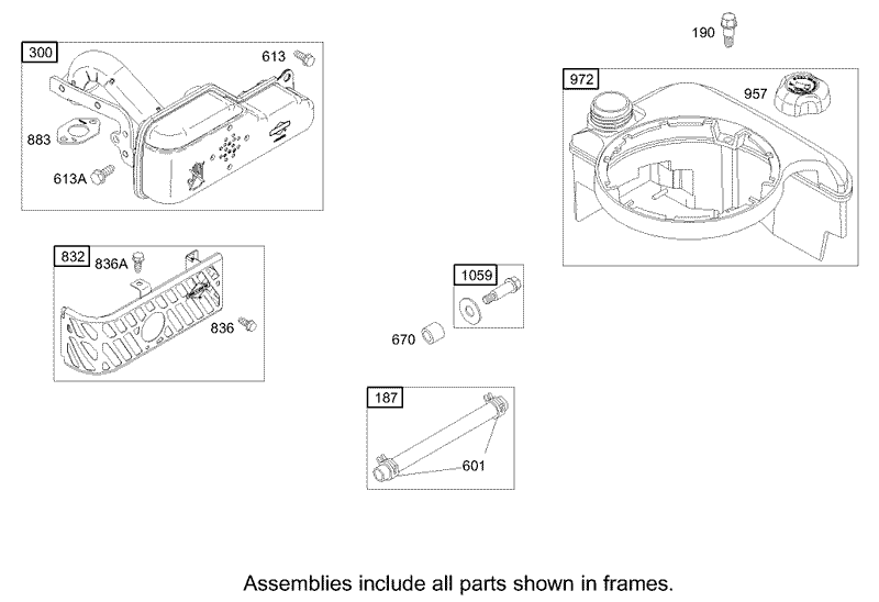 Muffler and Fuel Tank Assembly Briggs and Stratton 122602 0120 E1