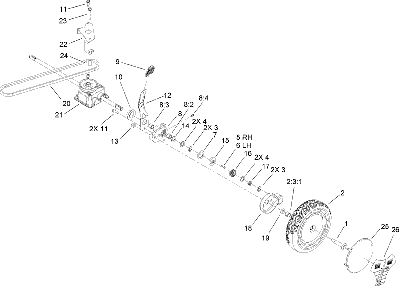 Rear Wheel and Gear Case Assembly