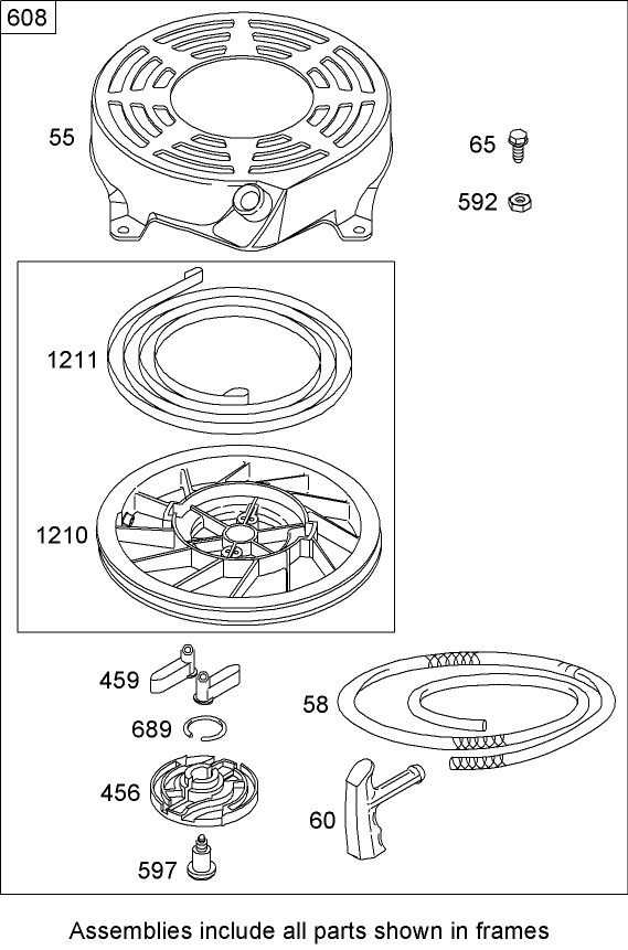 Starter Assembly Briggs and Stratton 122602 0207 B1