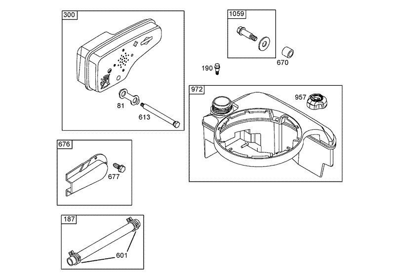 Muffler and Fuel Tank Assembly Briggs and Stratton 125K07 0195 E1