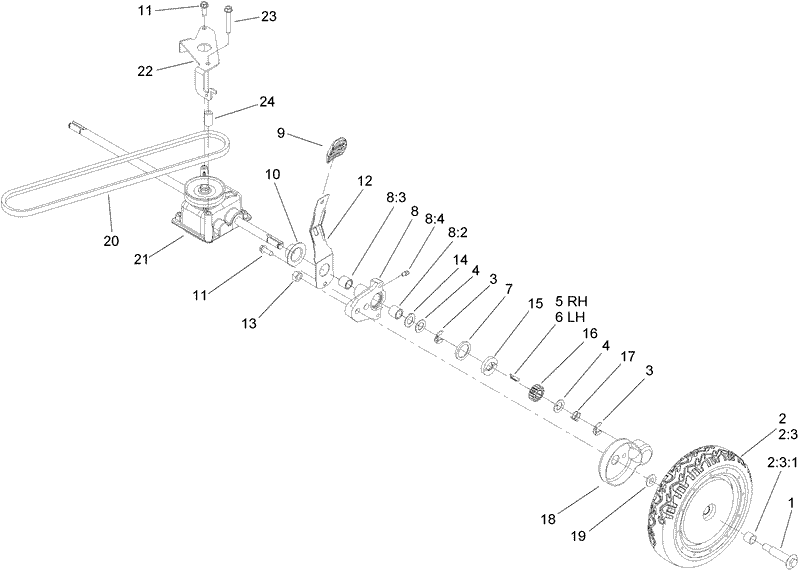 Rear Wheel and Gear Case Assembly