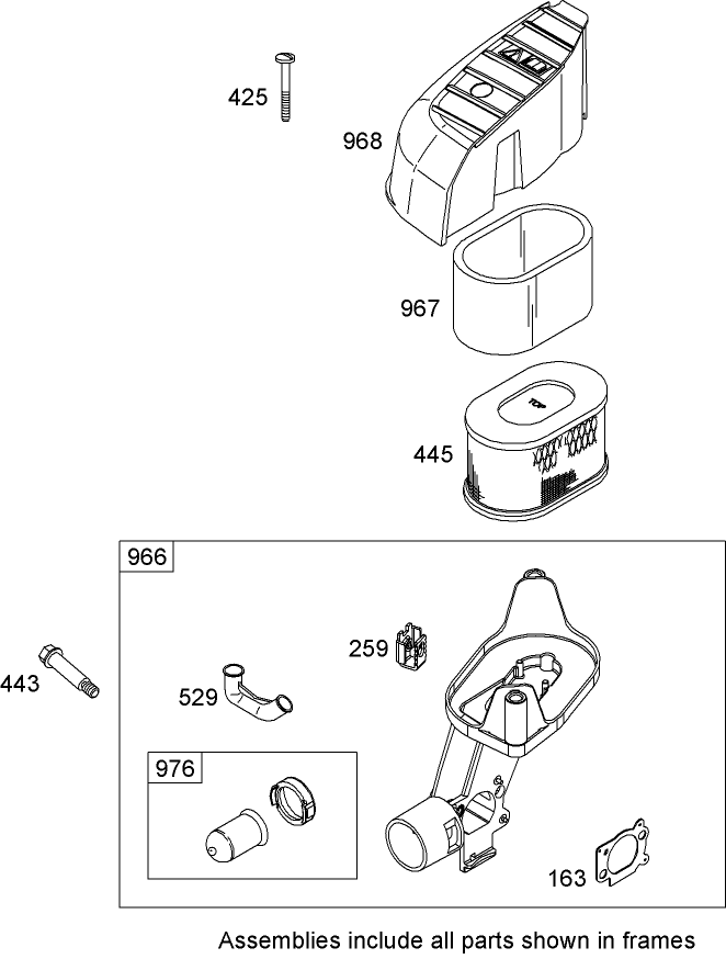 Air Cleaner Assembly Briggs and Stratton 122607 0208 B1