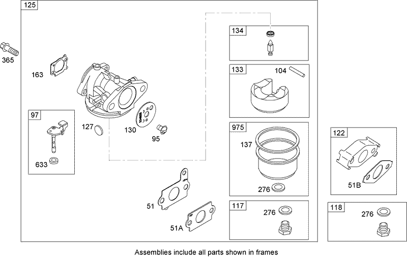 Carburetor Assembly Briggs and Stratton 122607 0208 B1