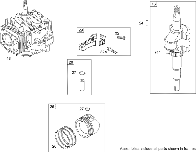 Crankshaft Assembly Briggs and Stratton 122607 0208 B1