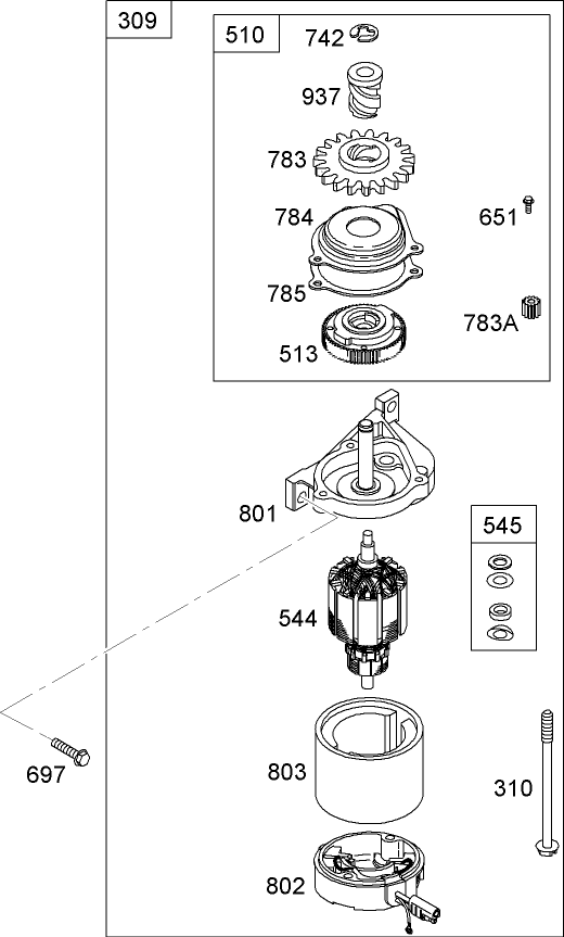 Electric Starter Assembly Briggs and Stratton 122607 0208 B1