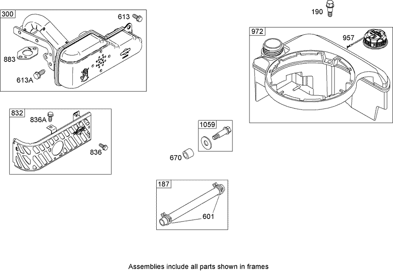 Muffler and Fuel Tank Assembly Briggs and Stratton 122607 0208 B1