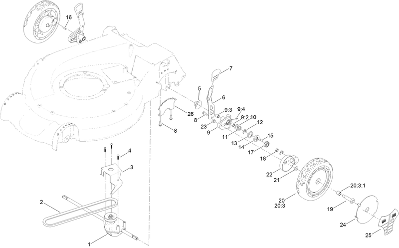 Rear Wheel and Height of Cut Assembly