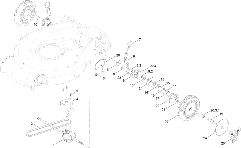 Rear Wheel and Height of Cut Assembly