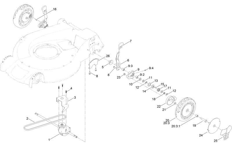Rear Wheel and Height of Cut Assembly