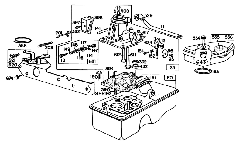 Carburetor Assembly Briggs and Stratton Model No 92908 2054 02