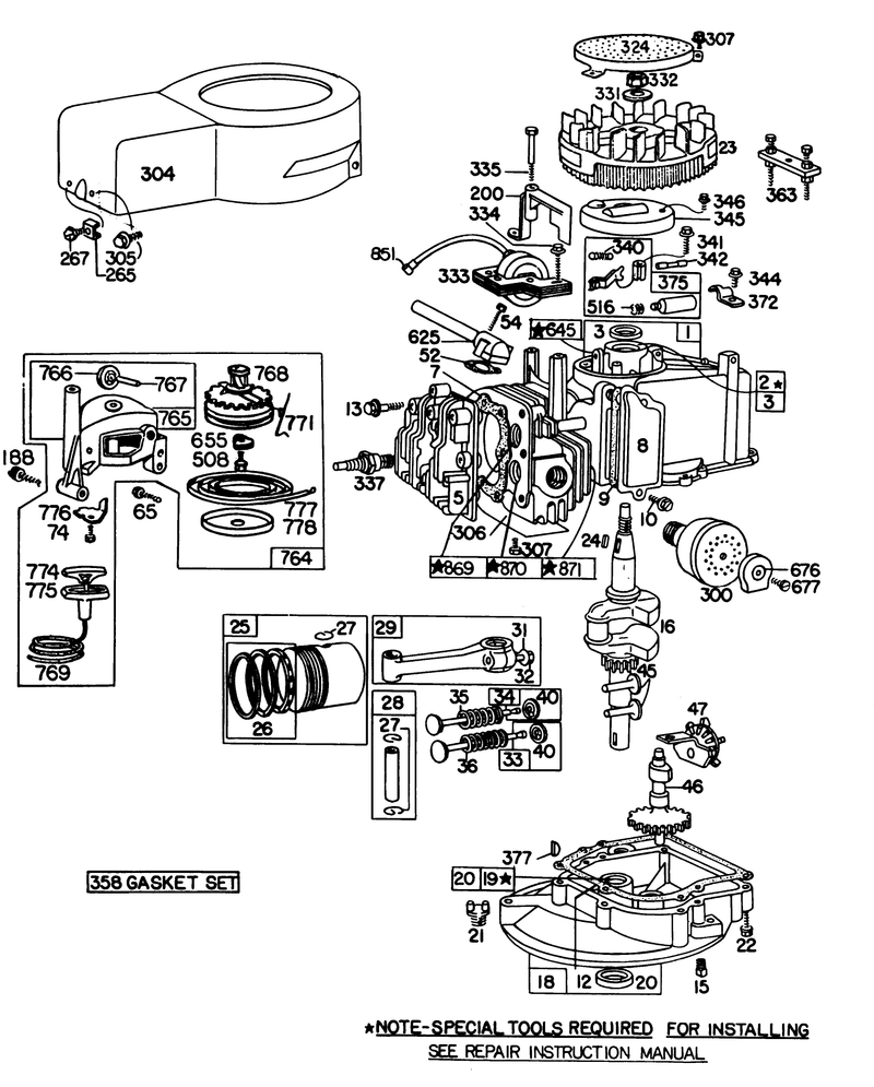 Engine Briggs and Stratton Model No 92908 2054 02