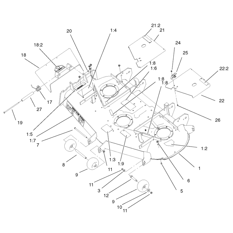 Deck Deflector and Roller Assembly