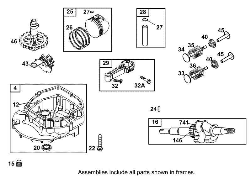 CrankcaseCrankshaftPistonand Valve Assembly Briggs and Stratton Model 12F802 1770 B1