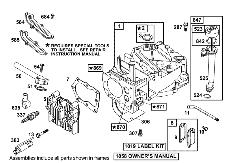 Cylinder and Cylinder Head Assembly Briggs and Stratton Model 12F802 1770 B1