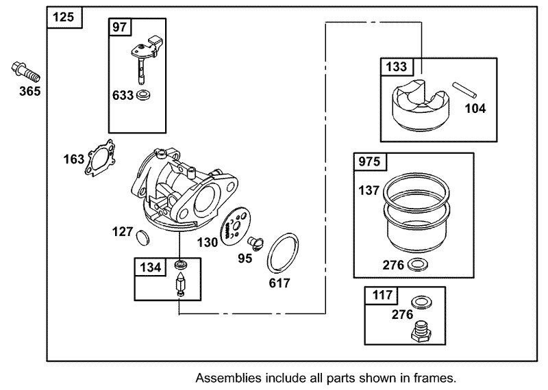 Carburetor Overhaul Kit Assembly Briggs and Stratton 12F802 1770 B1