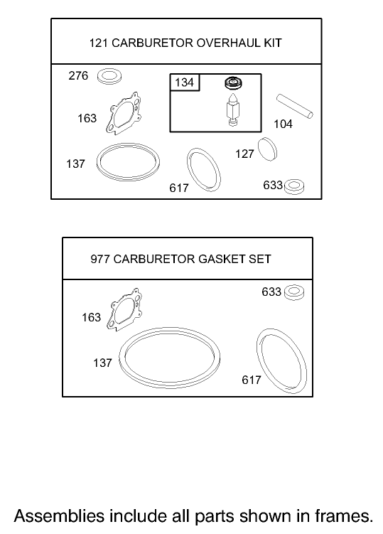 Carburetor Overhaul Kit Assembly Briggs and Stratton Model 12H802 1720 B1